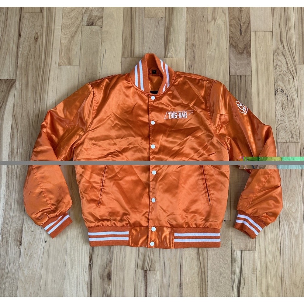 Morgan Wallen THIS BAR Tennessee Kitchen Orange Satin Bomber Jacket Men's Medium